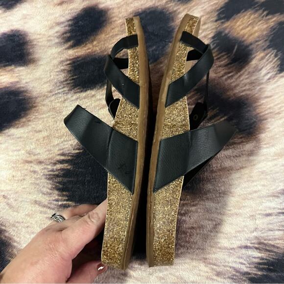 Mod Life Black Double Strap Cork Sandals Size 10 w/ Toe Loop - Picture 5 of 7